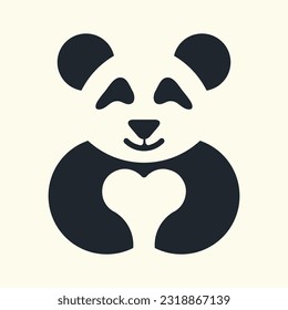 Panda logo holds heart. Animal Law of Closure Logo.