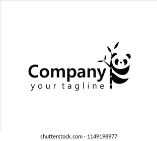 Panda logo icon with trees company and bussiness agency spesialy chenese