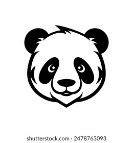 Panda logo or modern line icon. Vector line art and icon design with bold outline. Black and white Pixel Perfect minimalistic symbol isolate white background. Creative logotype
