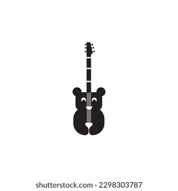 panda logo music guitar illustration vector illustration design