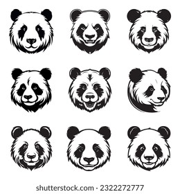 Panda logo set - Premium design collection - Vector Illustration