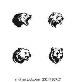 Panda Logo Set Vector icons silhouette