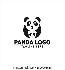 panda logo silhouette design icon vector