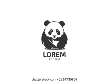 panda logo silhouette design icon vector
