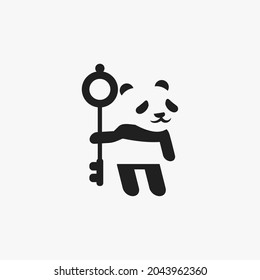 panda logo and simple key. vector illustration for logo or icon