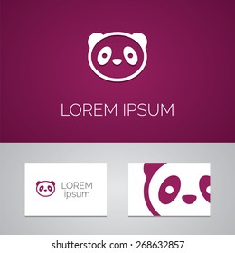 panda logo template icon design elements with business card  