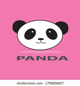 Panda logo template with pink  background illustration vector