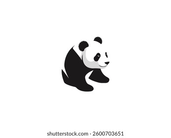 Panda Logo Vector, Cute Animal Icon, Adorable Panda Silhouette, Cartoon Character, Mascot Logo, Wildlife, Black and White Panda Illustration. Zoo, Safari, Furry Animal Branding, Big Bear Logo Symbol.