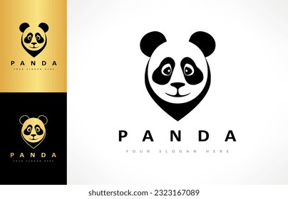 Vector del logo de Panda. Cabeza de Panda. Mamífero animal. Oso de bambú.