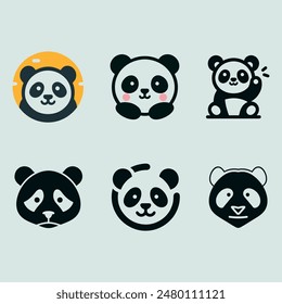 panda logo vector icon illustration, Panda Logo Vector illustration of panda isolated on white background.