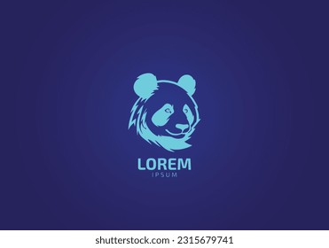 panda logo vector icon template on blue background