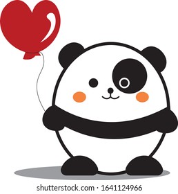 Panda in love balloon Valentine day vector