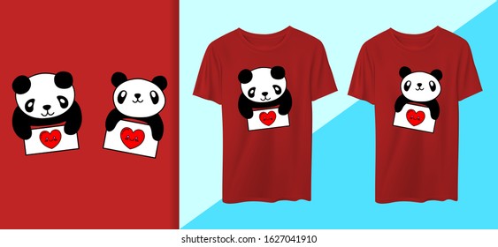 Panda Love Couple Shirt Design