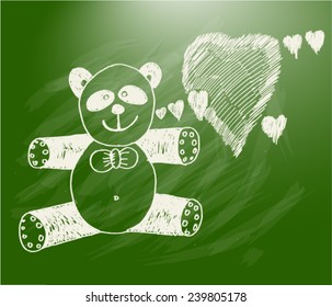 panda, love heart