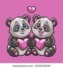Panda Love mascot great illustration for your branding business