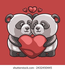 Panda Love mascot great illustration for your branding business