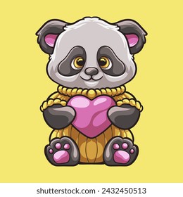 Panda Love mascot great illustration for your branding business