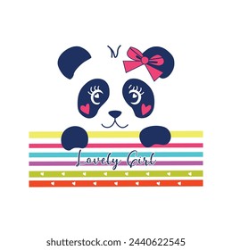 Panda Lovely Girl, Typography Graphic Design Vector, T-shirt Printed Design Work, Lovely Sakthi.