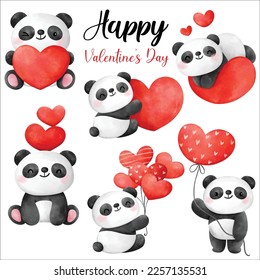 panda con amores por el día de San Valentín