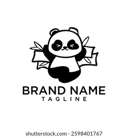 Panda lying down relaxing on bamboo, conveying a message of relaxation, suitable for spa, wellness or holiday brands