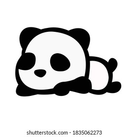 A panda lying on a white background