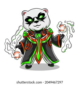 Panda mage chibi mascot logo