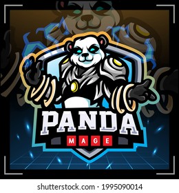 Panda mage mascot. esport logo design