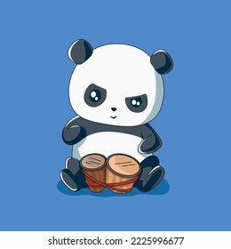 Panda haciendo música con instrumento