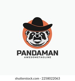 Panda man illustration logo design template