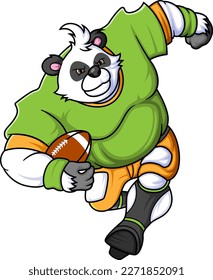 the panda mascot of American football complete with player clothe of illustration