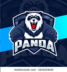 panda mascot esport logo design