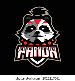 Panda mascot gaming logo template