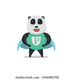 panda mascot like super hero simple vector isolated with white background