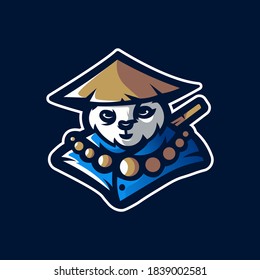 Panda mascot logo design. Panda in monk style for gaming