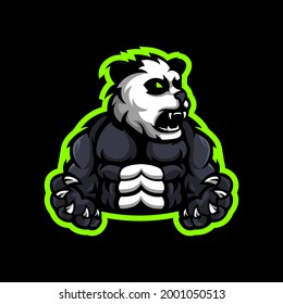 Panda mascot logo design vector with modern illustration concept style for badge, emblem and t-shirt printing. Muscular Panda suitable mascot for sport, team and gaming