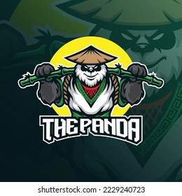 panda mascot logo design vector with modern illustration concept style for badge, emblem and t shirt printing. smart kungfu panda illustration for sport and esport team.