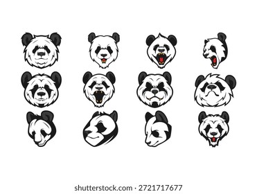 Panda Mascot Logo Icon Set