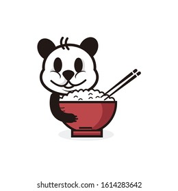 Panda mascot Logo Ramen Noodle