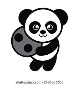 Panda mascot vector art illustration muscle line art illustration