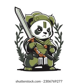 Ilustrador De Vector De Mascota Panda Para Logotipo De Juegos Deportivos O De Deportes