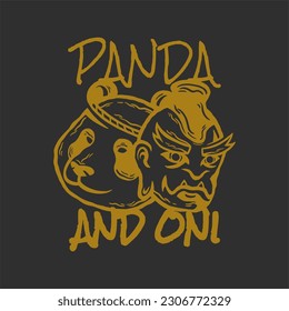 panda y máscara diseño vectorial vintage para camiseta y ropa. panda simple estilo callejero moda vintage