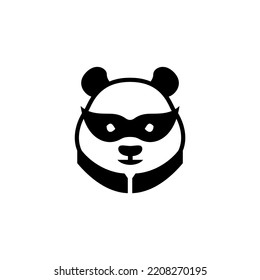 panda with mask, flat icon vector illustration