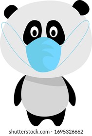 Panda con máscara, ilustración, vector sobre fondo blanco
