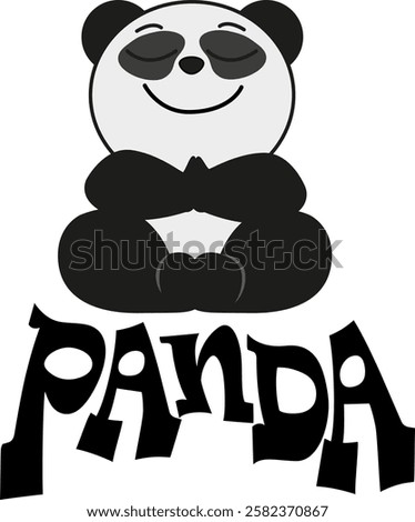 panda meditating panda lettering panda vector isolated