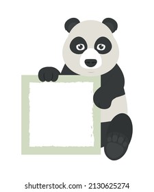 panda with memo over white