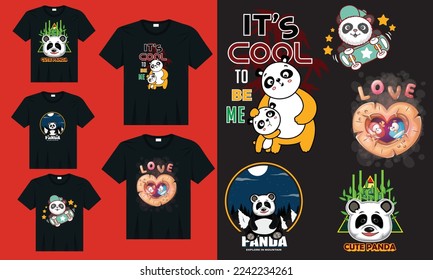 Panda merchandising camiseta de diseño para niños, Cute panda pequeño diseño de camisetas piratas