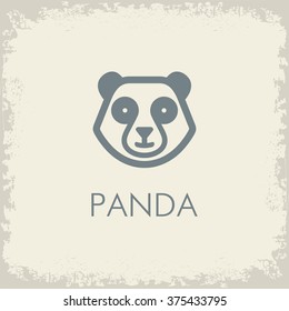 Panda minimalist logo and icon the face white