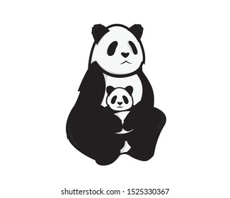 Panda Mom and Baby Illustration