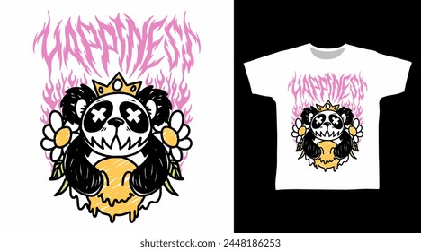 Panda Monster Illustration Tshirt Cartoon Designs.