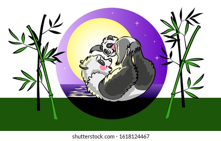 Panda mother with baby Panda